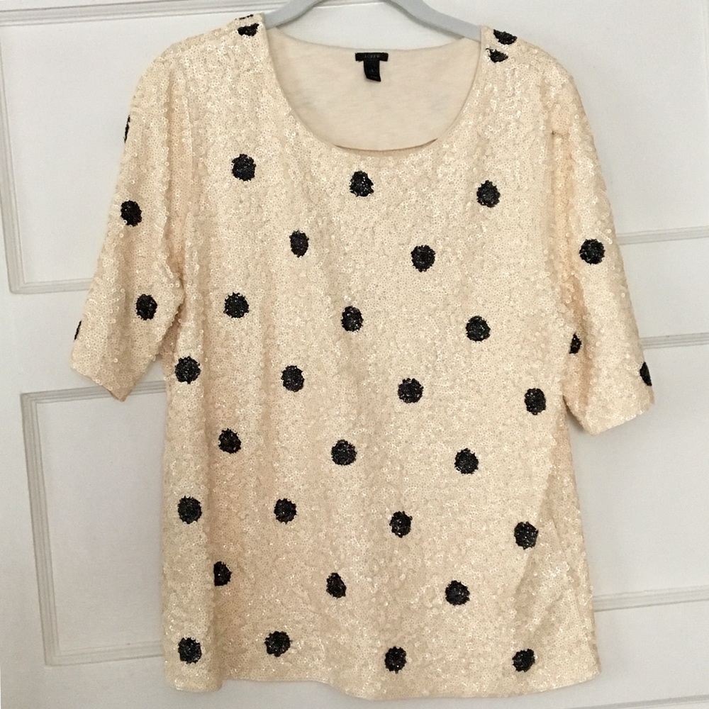 J Crew Factory Sequin Polka Dot Tee
